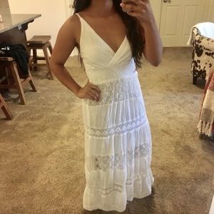 White boho lace maxi dress